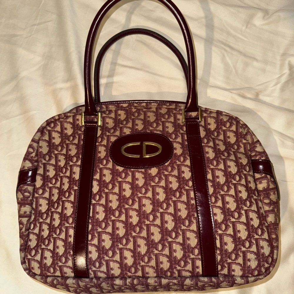 Vintage DIOR Monogram Burgundy Handbag